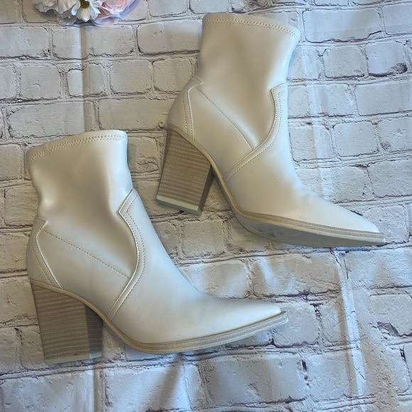 MIA Cream Heeled Booties - Picture 4 of 6